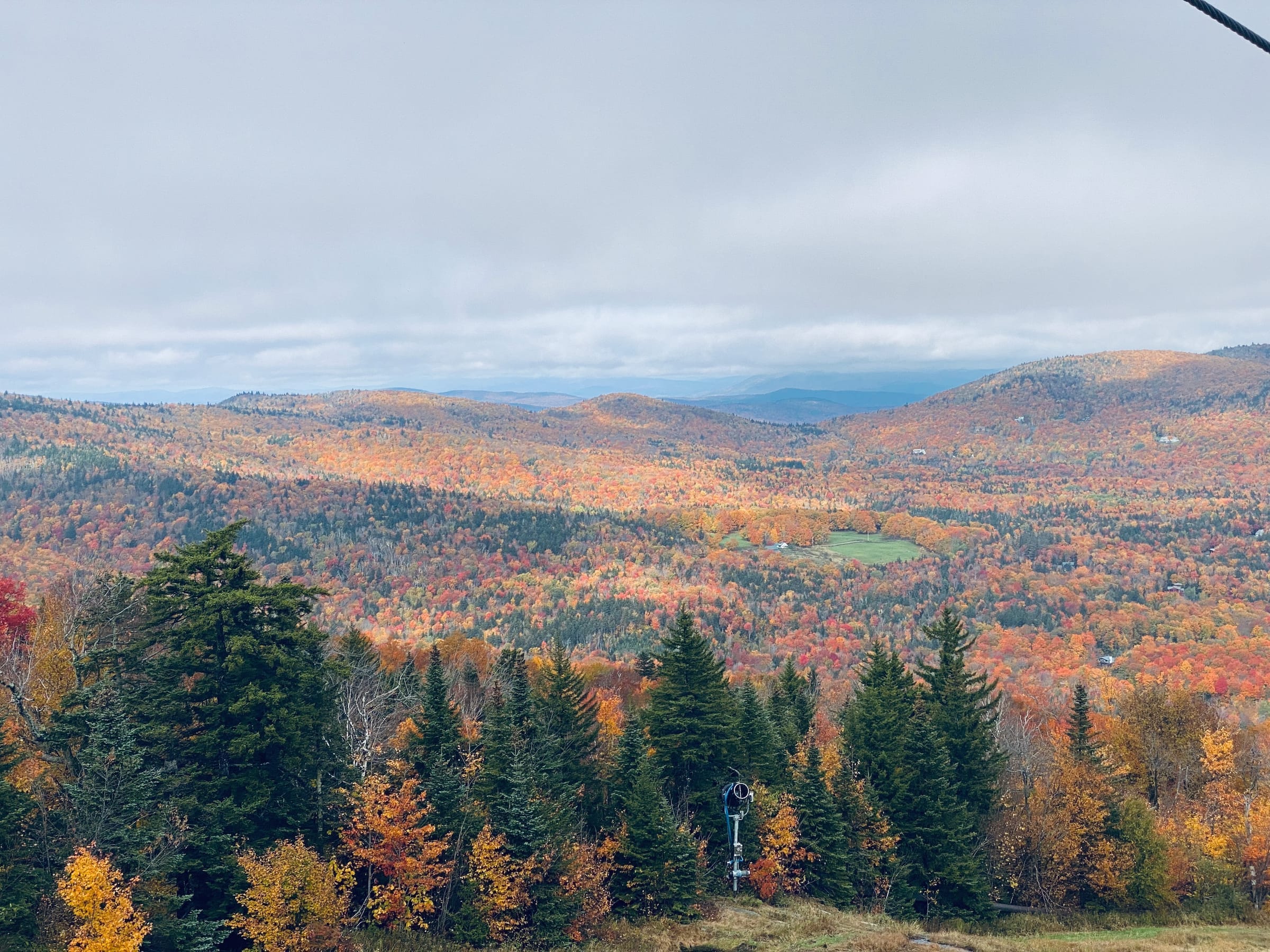 Autumn foliage vista from a mountaintop